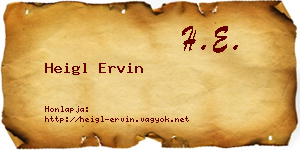 Heigl Ervin névjegykártya